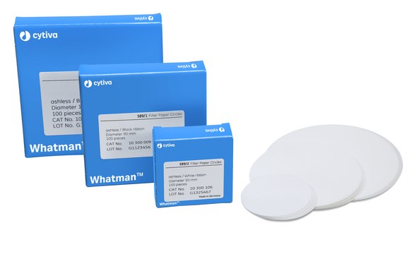 Whatman&#174; prepleated quantitative filter paper, ashless, Grade 589/2 1/2 white ribbon circles, diam. 150&#160;mm, pack of 100