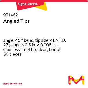 Angled Tips angle, 45&#160;° bend, tip size × L × I.D. 27&#160;gauge × 0.5&#160;in. × 0.008&#160;in., stainless steel tip, clear, box of 50&#160;pieces