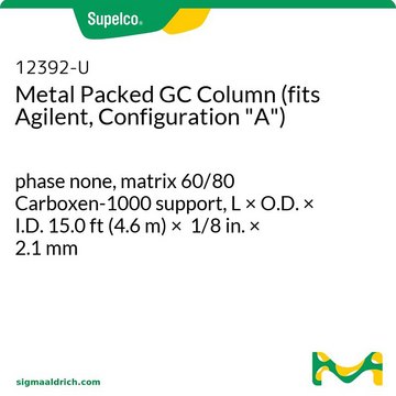 金属填充GC色谱柱（适用于Agilent，配置“A”） phase none, matrix 60/80 Carboxen-1000 support, L × O.D. × I.D. 15.0&#160;ft (4.6&#160;m) × 1/8&#160;in. × 2.1&#160;mm