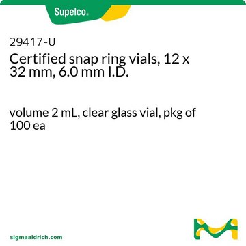 Certified snap ring vials, 12 x 32 mm, 6.0 mm I.D. volume 2&#160;mL, clear glass vial, pkg of 100&#160;ea