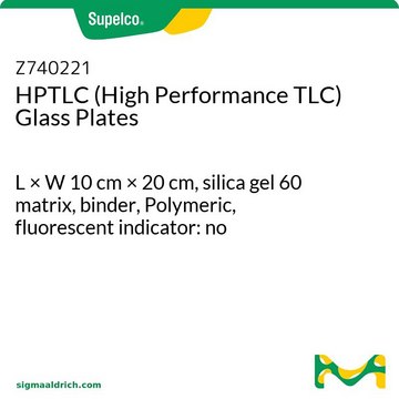 HPTLC (High Performance TLC) Glass Plates L × W 10&#160;cm × 20&#160;cm, silica gel 60 matrix, binder, Polymeric, fluorescent indicator: no