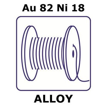 Gold-nickel alloy, Au82Ni18 1m wire, 0.025mm diameter, annealed