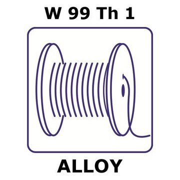 Thoriated tungsten wire, W 99%/Th 1%, 1&#160;mm diameter, length 1 m, temper annealed