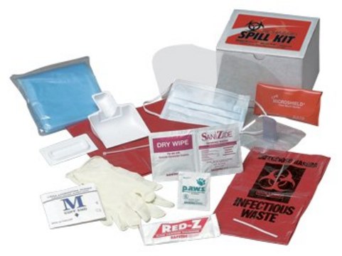 Biohazard spill kit Disposable, L × W × D 7 1/4&#160;in. × 6 1/2&#160;in. × 5 1/4&#160;in.