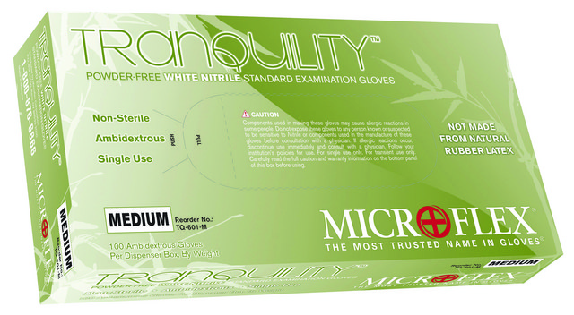 Microflex&#174; TRANQUILITY&#8482; powder-free white nitrile exam gloves size M