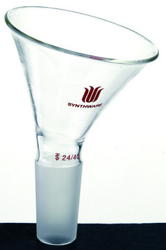 Synthware&#8482; powder funnel with 60 degree offset joint: ST/NS 24/40, top diam. 75&#160;mm