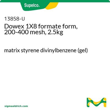 Dowex 1X8 formate form, 200-400 mesh, 2.5kg matrix styrene divinylbenzene (gel)