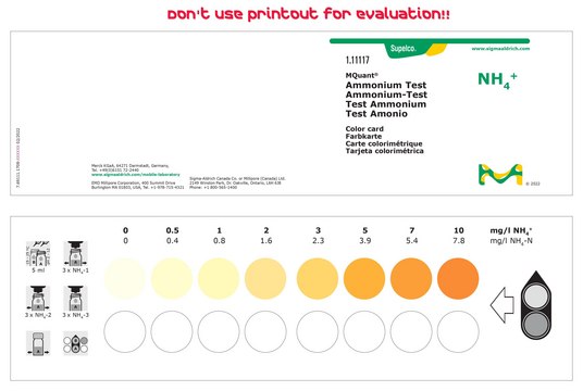 铵测试 colorimetric, 0.5-10&#160;mg/L (NH4+), for use with MQUANT&#174;