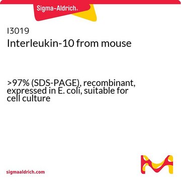 白介素-10 来源于小鼠 &gt;97% (SDS-PAGE), recombinant, expressed in E. coli, suitable for cell culture