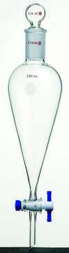 Synthware&#8482; Squibb-style separatory funnel with PTFE stopcock and PTFE stopper 25 mL, top joint: ST/NS 14/20