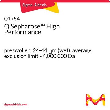 Q Sepharose&#8482; preswollen, 24-44&#160;&#956;m (wet), average exclusion limit ~4,000,000&#160;Da