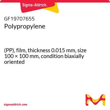 聚丙烯 (PP), film, thickness 0.015&#160;mm, size 100 × 100&#160;mm, condition biaxially oriented