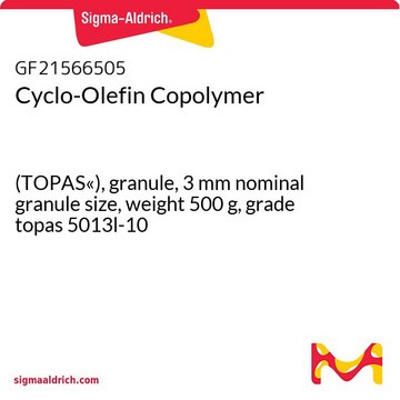 Cyclo-Olefin Copolymer (TOPAS«), granule, 3&#160;mm nominal granule size, weight 500&#160;g, grade topas 5013l-10