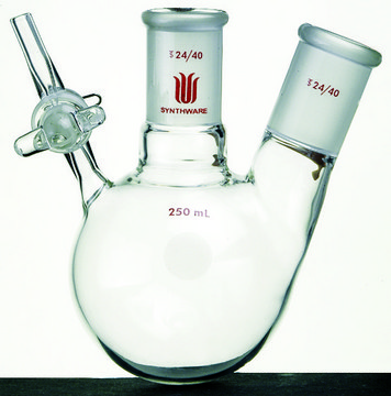 Synthware&#8482; two neck reaction flask with glass stopcock capacity 100&#160;mL, joint: ST/NS 14/20