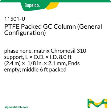 用于 Agilent&#174; 仪器的 PTFE 填充柱 phase none, matrix Chromosil 310 support, L × O.D. × I.D. 8.0&#160;ft (2.4&#160;m) × 1/8&#160;in. × 2.1&#160;mm, Ends empty; middle 6 ft packed