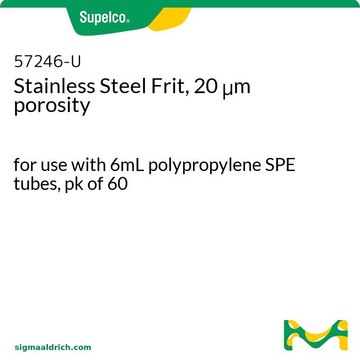 Stainless Steel Frit, 20 &#956;m porosity for use with 6mL polypropylene SPE tubes, pk of 60