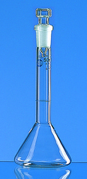 BRAND&#174; BLAUBRAND&#174; volumetric flask trapezoidal capacity 10 mL, polypropylene stopper, joint: ST/NS 10/19