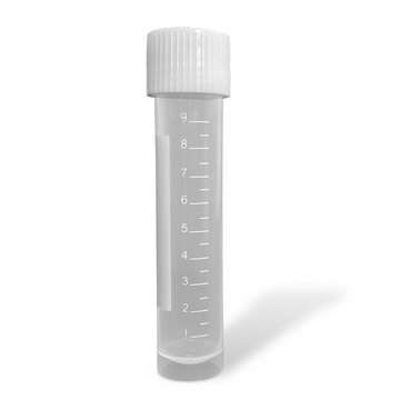 MTC™&nbsp;Bio Transport/Mailing Tubes capacity 10 mL, screw cap (separately packed), graduations (molded), sterile, case of 1000 ea (10 bags of 100ea)