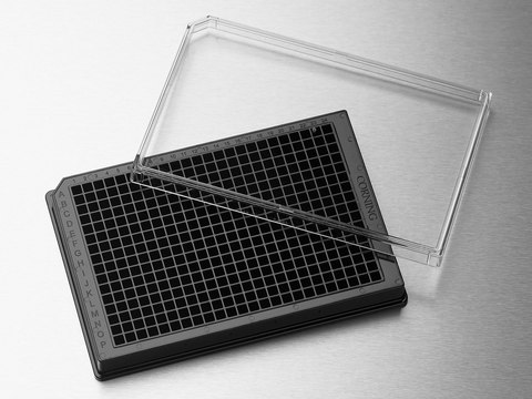 Corning&#174; 384孔微孔板，低边 Tissue Culture (TC)-treated surface, black polystyrene, flat bottom, sterile, lid, pack of 10