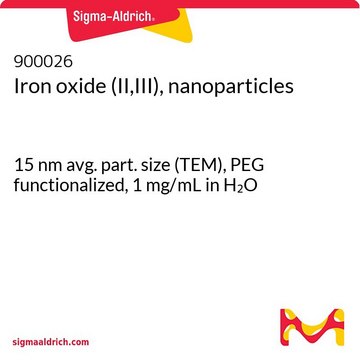 Iron oxide (II,III), nanoparticles 15&#160;nm avg. part. size (TEM), PEG functionalized, 1&#160;mg/mL in H2O