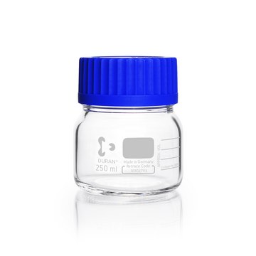 DURAN&#174; wide mouth laboratory bottle with cap, round glass bottle, bottle capacity (250&#160;mL), non-sterile