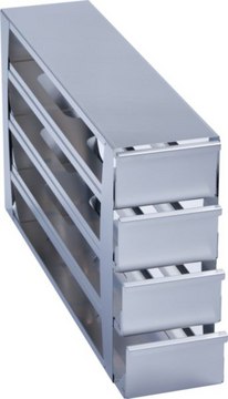 Eppendorf&#174; Drawer style stainless steel rack for CryoCube&#174; F740 upright freezers closed configuration for storage of 16 boxes up to 136 x 136 x 78 mm (3 inch boxes), 5-Compartment, external W × D × H (140&#160;mm) (563&#160;mm) (331&#160;mm)