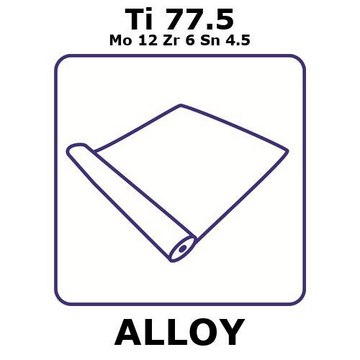 Titanium alloy beta 3, Ti77.5Mo12Zr6Sn4.5 foil, 0.5m coil, 0.42mm thickness, annealed, precipitation hardenable