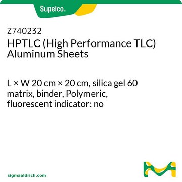 HPTLC (High Performance TLC) Aluminum Sheets L × W 20&#160;cm × 20&#160;cm, silica gel 60 matrix, binder, Polymeric, fluorescent indicator: no