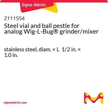 钢样品瓶和球形研杵&#65292;用于模拟 Wig-L-Bug&#174; 研磨器/混合器 stainless steel, diam. × L 1/2&#160;in. × 1.0&#160;in.