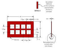 Grace Bio-Labs Press-To-Seal silicone isolator, PSA one side wells, 8 (Square, 7mm x 7mm x 0.6mm depth), (Adhesive on one side)