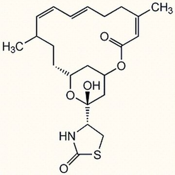 Latrunculin A, Latrunculia magnifica InSolution, &#8805;85%, 1 mM in DMSO, marine toxin that disrupts microfilament organization in cultured cells