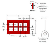 Grace Bio-Labs Press-To-Seal silicone isolator, PSA both sides wells, 8 (Square, 7mm x 7mm x 0.8mm depth), (Adhesive on both sides)
