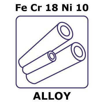 不锈钢-AISI 304 合金，FeCr18Ni10 500mm tube, 10.0mm outside diameter, 2.0mm wall thickness, 6mm inside diameter, annealed