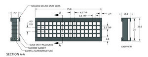 Grace Bio-Labs ProPlate® microarray system, slide module W × L 3.5 mm × 3.5 mm, with Delrin® snap clips, wells, 64