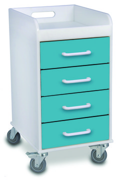 Compact 4 Drawer Locking Cart teal (drawers)