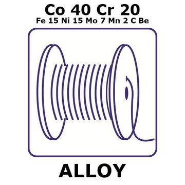 Cobalt-chromium-iron-nickel-molybdenum-manganese alloy, Co40Cr20Fe15Ni15Mo7Mn2CBe 50m wire, 0.5mm diameter, hard