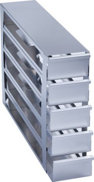 Eppendorf&#174; Upright Freezer Rack Holds 20 x boxes (3 in.), (4&nbsp;x&nbsp;5) configuration, stainless steel, drawer