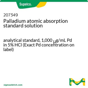 钯原子吸收标准溶液 analytical standard, 1,000&#160;&#956;g/mL Pd in 5% HCl (Exact Pd concentration on label)