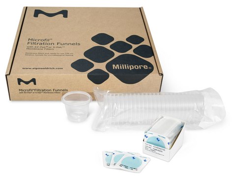 Microfil&#174; funnel with S-Pak&#174; sample volume 100 mL, mixed cellulose esters (MCE), pore size 1.2&#160;&#956;m, filter diam. 47&#160;mm, white filter, gridded filter, To detect yeast or mold in difficult-to-filter samples