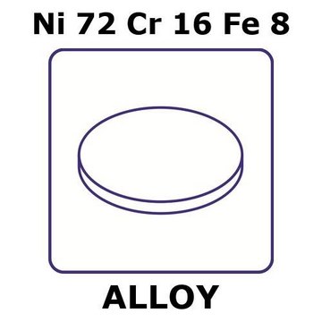 Inconel&#174; alloy 600 - heat resisting alloy, Ni72Cr16Fe8 foil, 15mm disks, 0.075mm thickness, annealed