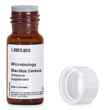 Bacillus cereus Selective Supplement selective by defined nutrients for Bacillus cereus, pkg of 10&#160;vials, for the preparation of MYP Agar Base