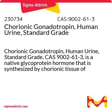 Chorionic Gonadotropin, Human Urine, Standard Grade Chorionic Gonadotropin, Human Urine, Standard Grade, CAS 9002-61-3, is a native glycoprotein hormone that is synthesized by chorionic tissue of the placenta and found in urine during pregnancy.