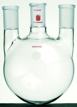 Synthware&#8482; three neck round bottom flask with vertical side necks 50 mL, center joint: ST/NS 14/20, side joint: ST/NS 14/20