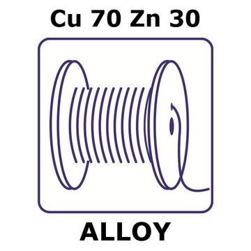 Brass alloy, Cu70Zn30 10m wire, 0.05mm diameter, as drawn