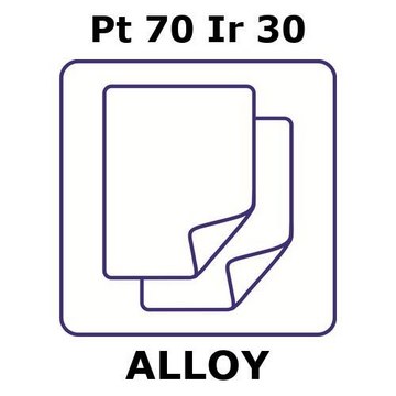 Platinum-iridium alloy, Pt70Ir30 foil, 25 x 25mm, 0.125mm thickness