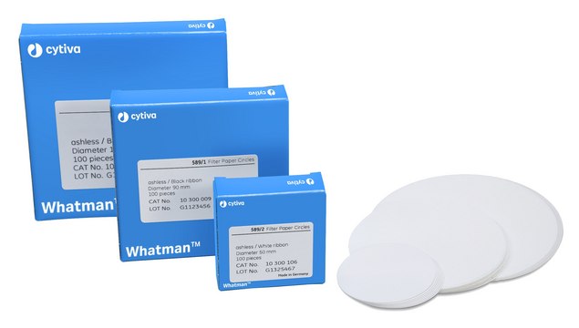 Whatman&#174; quantitative filter paper, ashless, Grade 589/3 blue ribbon circles, diam. 185&#160;mm, pack of 100