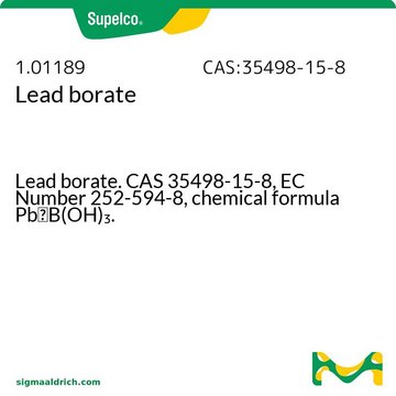 Lead borate Lead borate. CAS 35498-15-8, EC Number 252-594-8, chemical formula PbxB(OH)&#8323;.