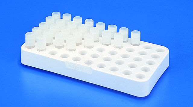 Rack for Nalgene&#174; cryogenic vials Holds 25 vials in a staggered array