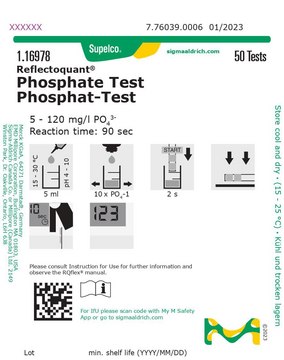 Phosphate Test reflectometric, 5-120&#160;mg/L (PO43-), for use with REFLECTOQUANT&#174;