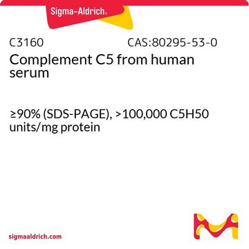 Complement&nbsp;C5 来源于人类血清 &#8805;90% (SDS-PAGE), &gt;100,000&#160;C5H50 units/mg protein